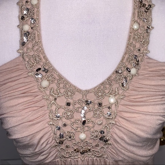 Express Crochet and Beaded Halter Top in Beige - Picture 5 of 9